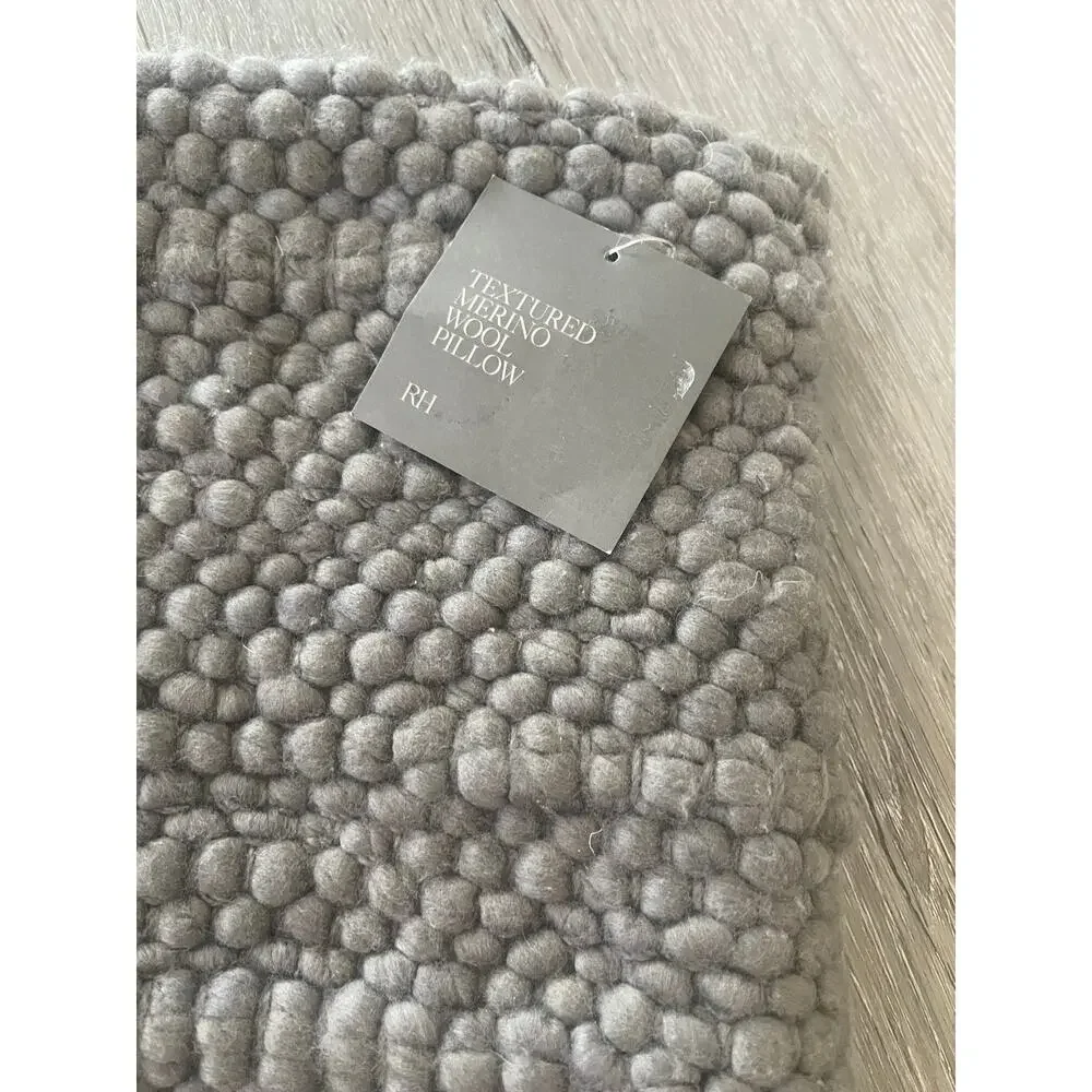 New Restoration Hardware Graphite Grey Merino Wool Abstract Lumbar Pillow Cover